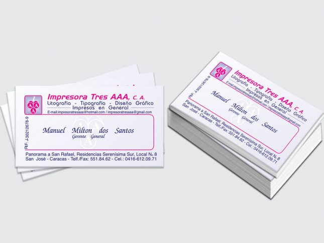 Tarjeta de presentación - Impresora Tres AAA - Manuel Milton