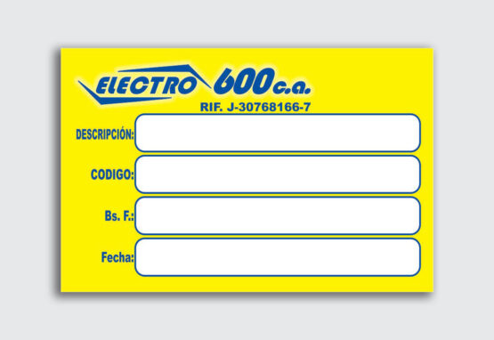 Etiqueta - Electro 600