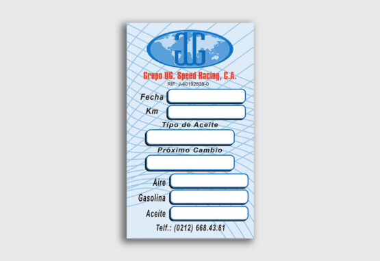 Etiqueta - Grupo UG - Speed Racing