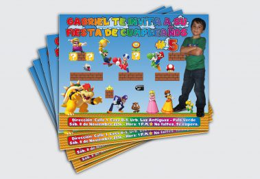 Tarjeta de invitación - Cumpleaños -Super Mario - Gabriel