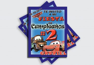 Tarjeta de invitación - Cumpleaños - Cars - Gabriel