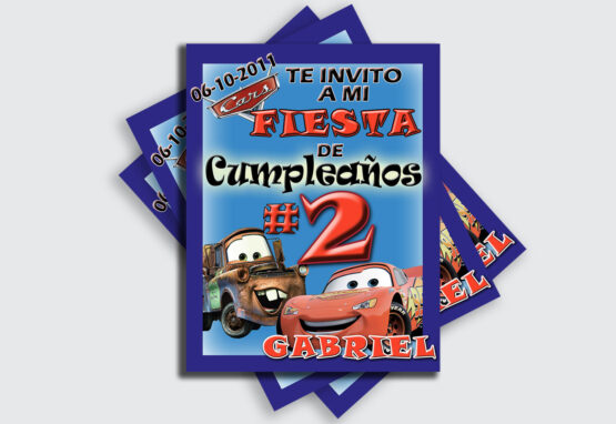 Tarjeta de invitación - Cumpleaños - Cars - Gabriel
