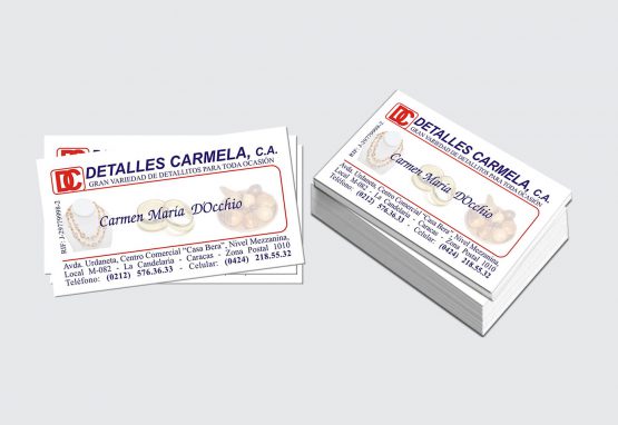 Tarjeta de presentación - Detalles Carmela, C.A.