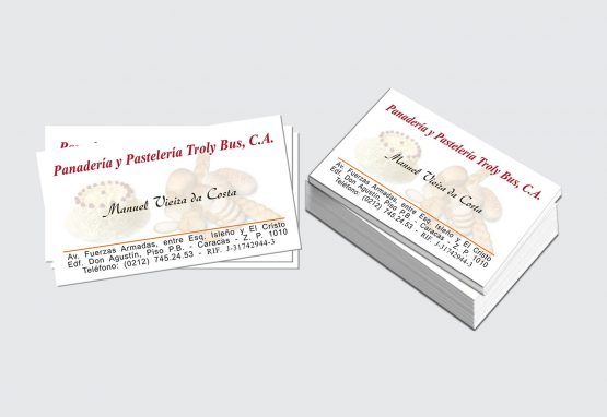 Tarjeta de presentación - Panadería y Pastelería Troly Bus, C.A.