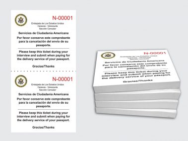 Tickets - Talonario - Embajada Americana