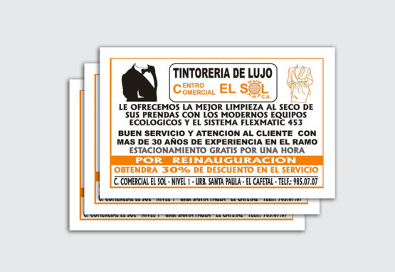 Volante / Flyer - Tintorería de Lujo El Sol